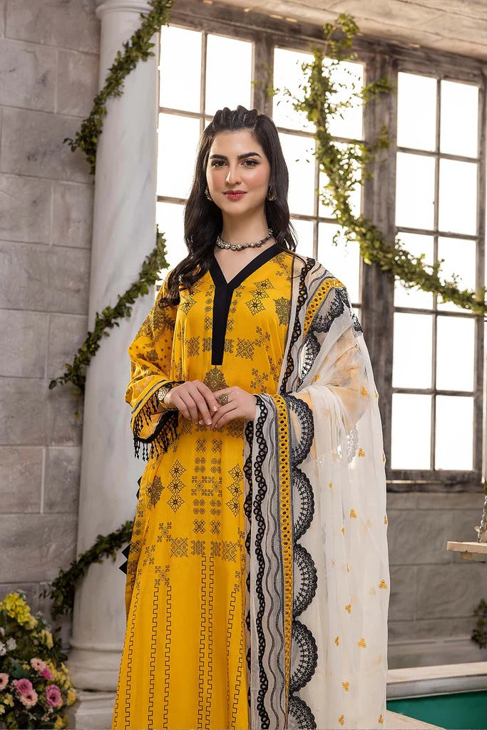 Charizma Unstitched Pakistani Lawn Suit with Chiffon Dupatta