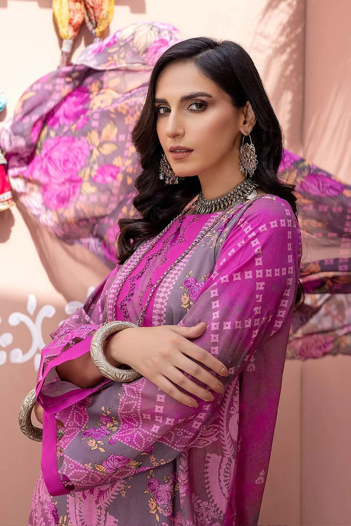 Charizma Unstitched Pakistani Lawn Suit With Chiffon Dupatta