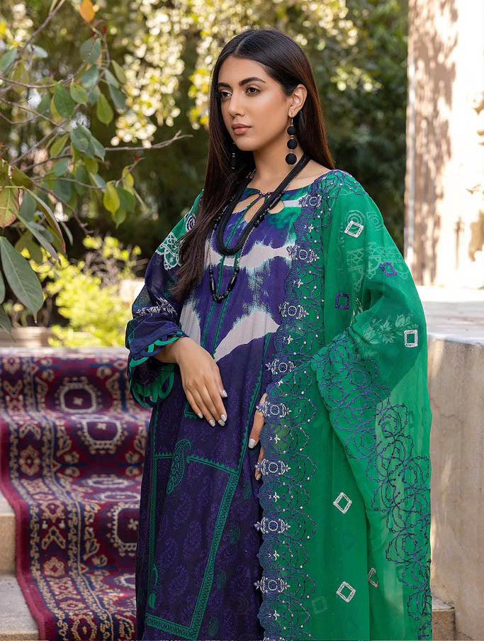 Charizma Unstitched Pakistani Lawn Suit with Chiffon Dupatta