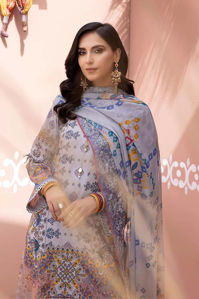 Charizma Unstitched Pakistani Lawn Suit With Chiffon Dupatta