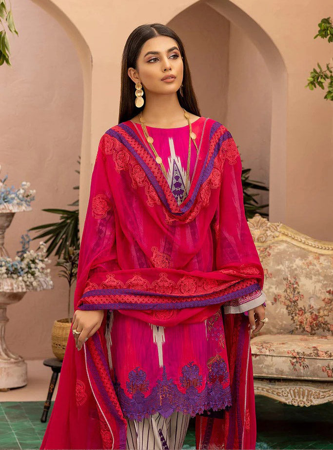 Charizma Unstitched Pakistani Lawn Suit with Chiffon Dupatta