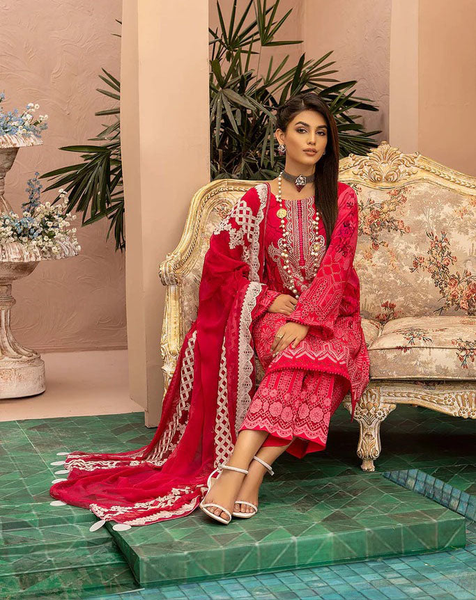 Charizma Unstitched Pakistani Lawn Suit with Chiffon Dupatta