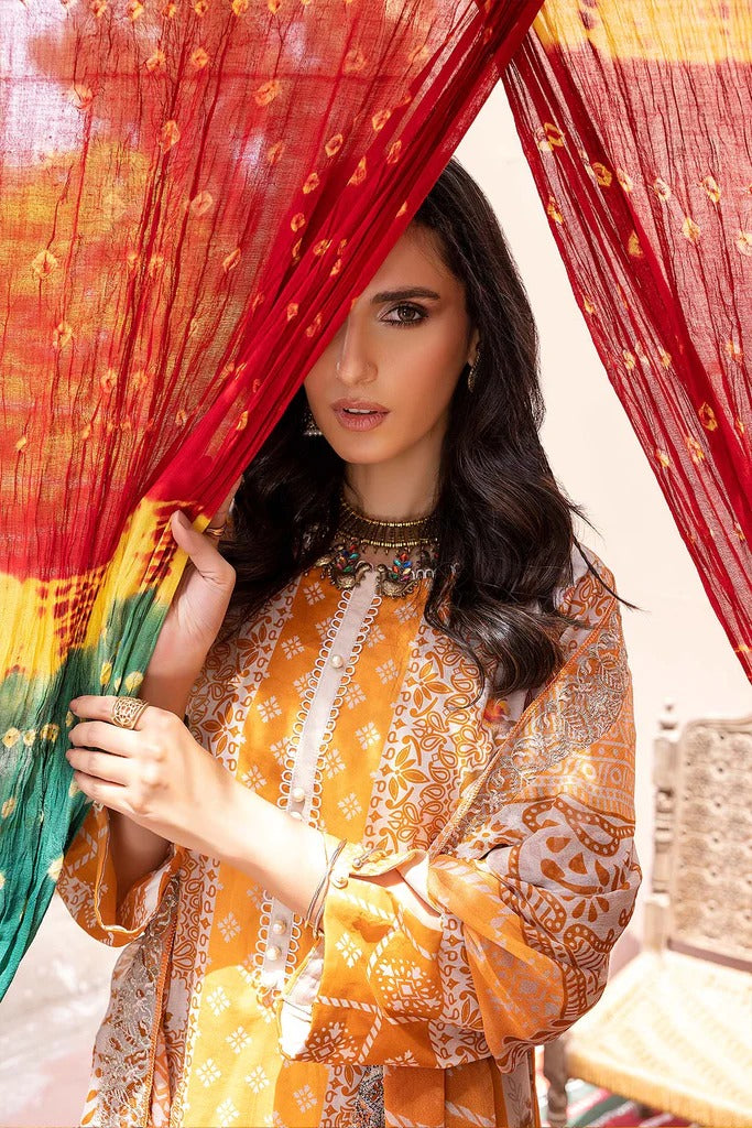 Charizma Unstitched Pakistani Lawn Suit With Chiffon Dupatta