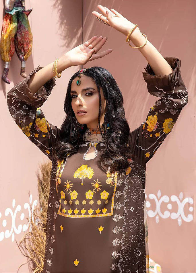 Charizma Unstitched Pakistani Lawn Suit With Chiffon Dupatta