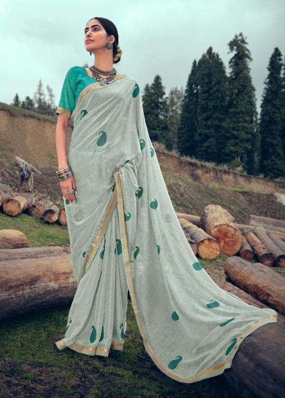 Chiffon Fancy Lace Border Sarees Online