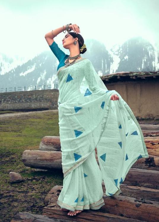 Chiffon Fancy Lace Border Sarees Online