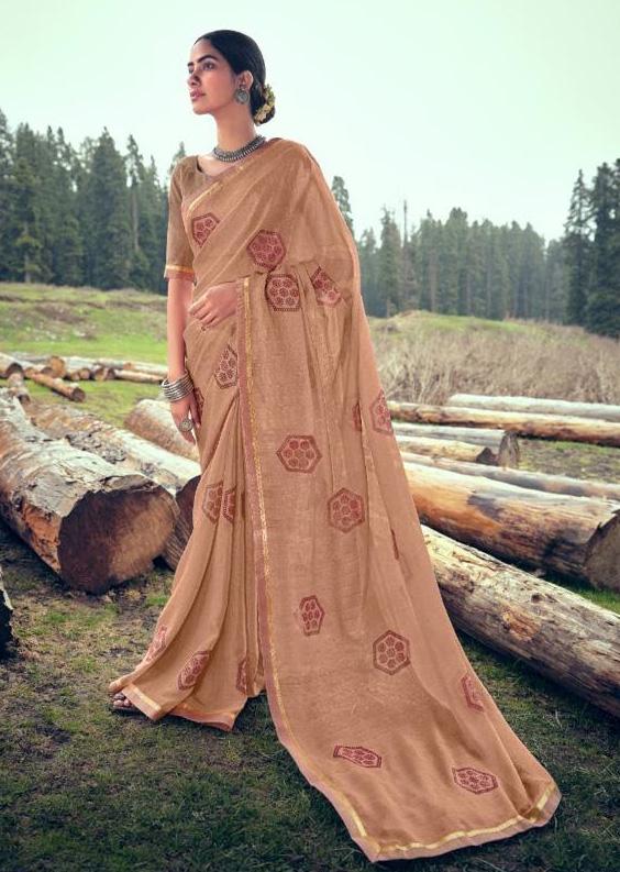 Chiffon Fancy Lace Border Sarees Online