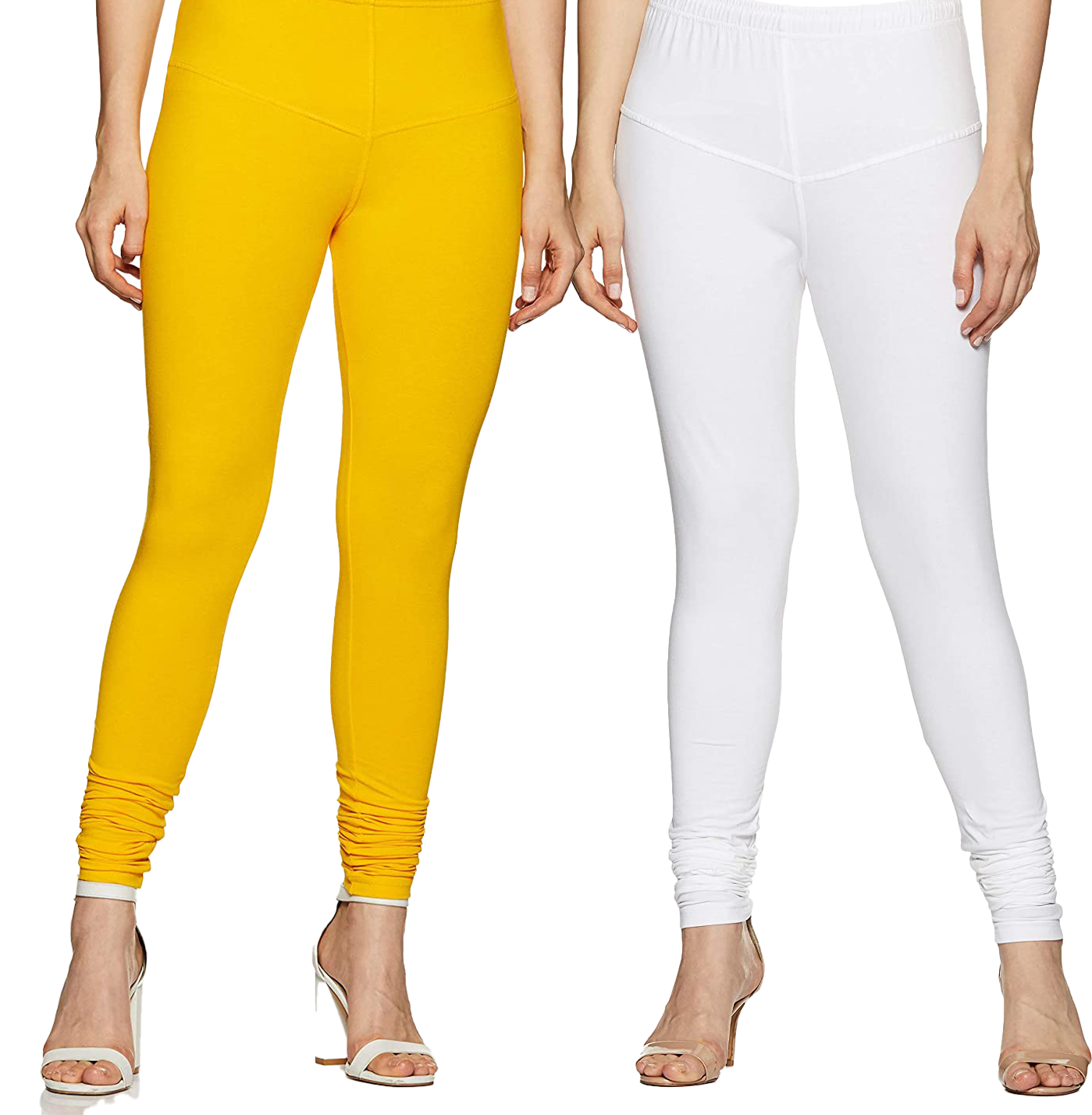 Buy Ancientstar Churidar Cotton Leggings Womens/Girls/Ladies (Pack of 2)  (5XL, Yellow and Orange) at