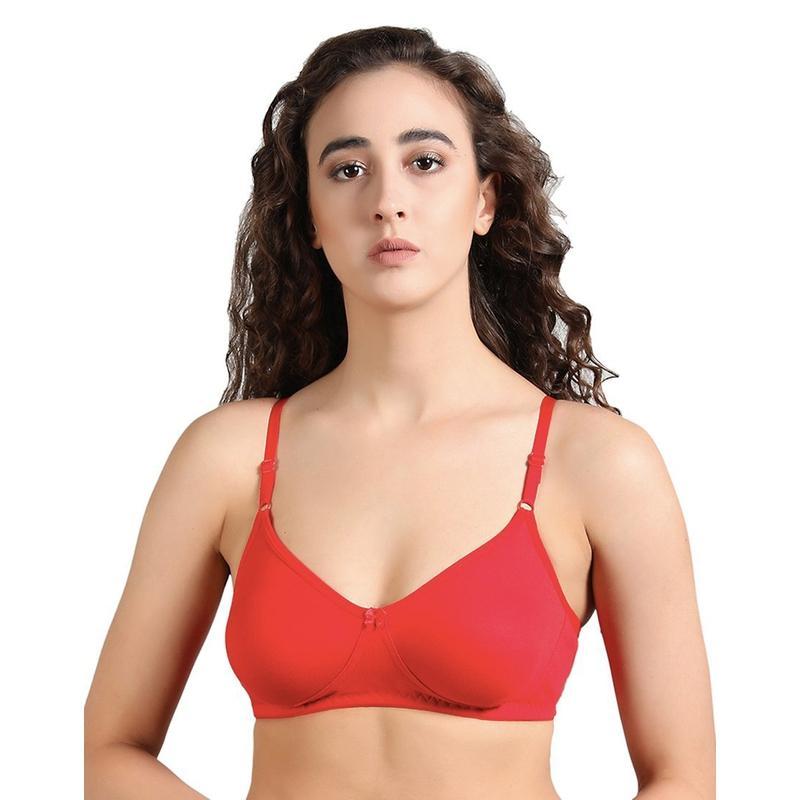 Cotton Non Padded T-Shirt Bra Red for Girls