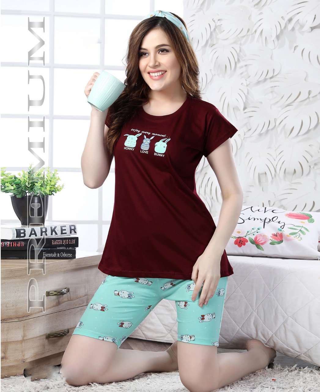 Cotton Top and Shorts Night Wear Set for Ladies Cotton Top and Shorts Night Wear Set for Ladies