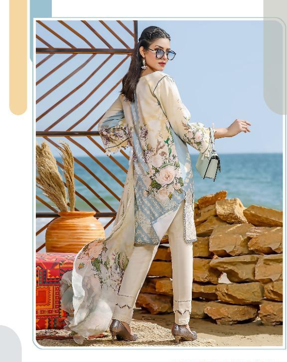 Cotton Unstitched Pakistani Dress Material with Chiffon Dupatta