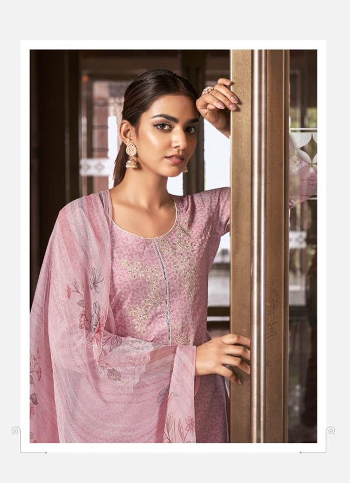 Women's Cotton Unstitched Suit Material with Chiffon Dupatta
