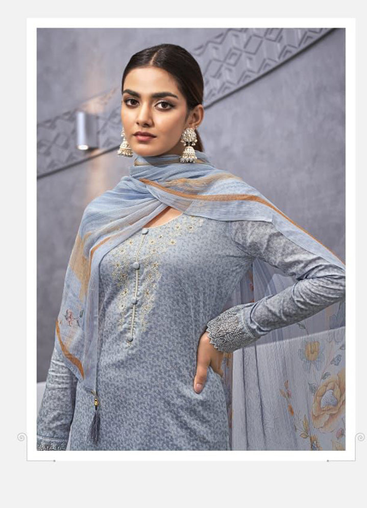 Cotton Unstitched Suit Material With Chiffon Dupatta