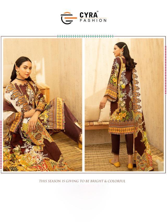 Cyra Fashion Pakistani Printed Women Suits Dress Material White