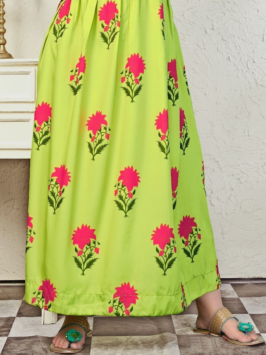 Daily Wear Green Long Printed Kurta for Women