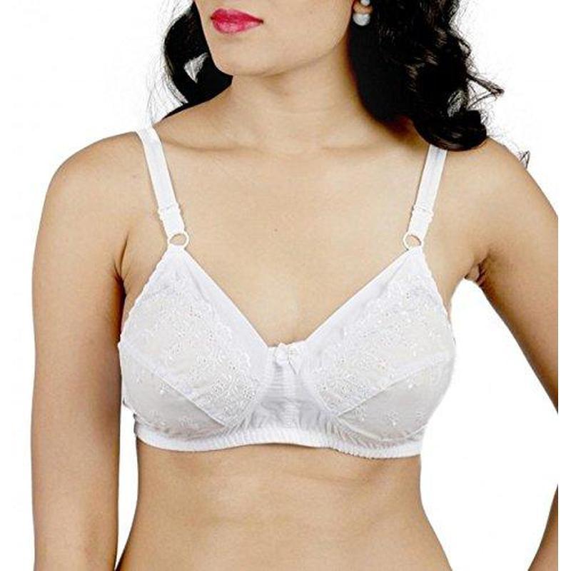 Buy DAISY DEE Women's Cotton Seamed Non-Wired Regular Straps Full Coverage  Non-Padded Saree Bra (White & Red_Size-34B) (Pack of 2) - NSHTL at
