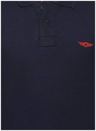 Dark Blue Slim Fit Polo Neck T-Shirt with collar for Men
