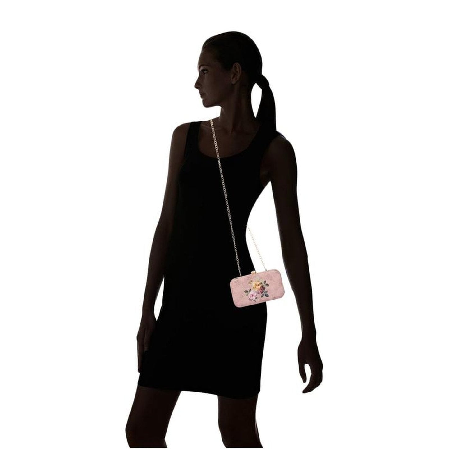 Designer Pink Party Wear Box Clutch Purse with Chain for girls