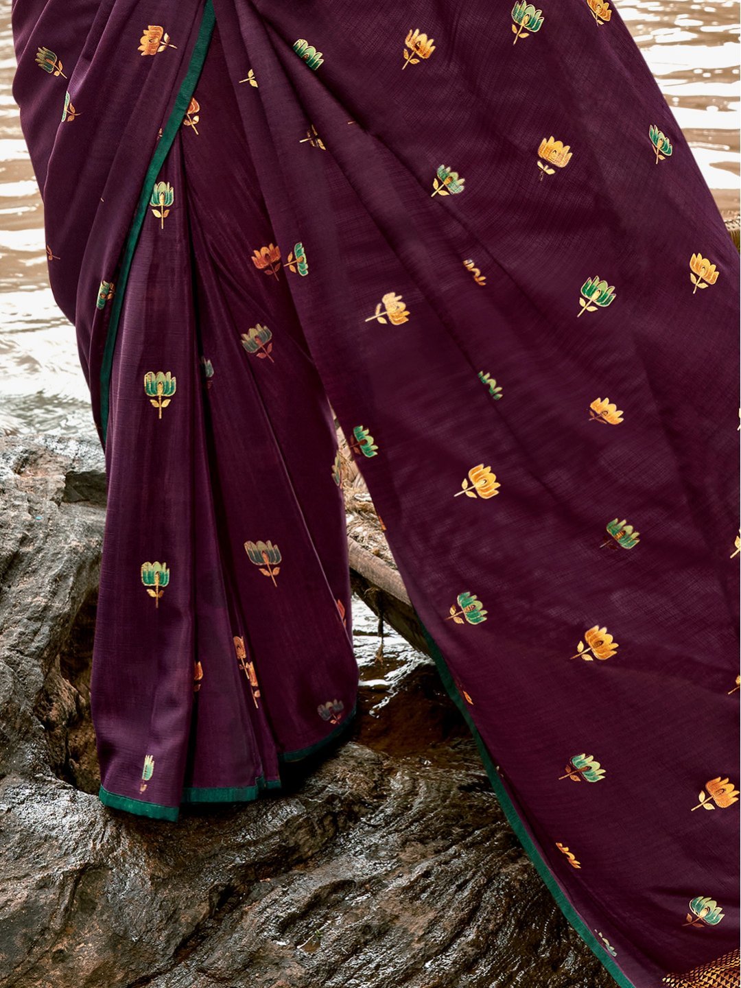 Designers Purple Printed Chiffon Sarees for Women With Blouse