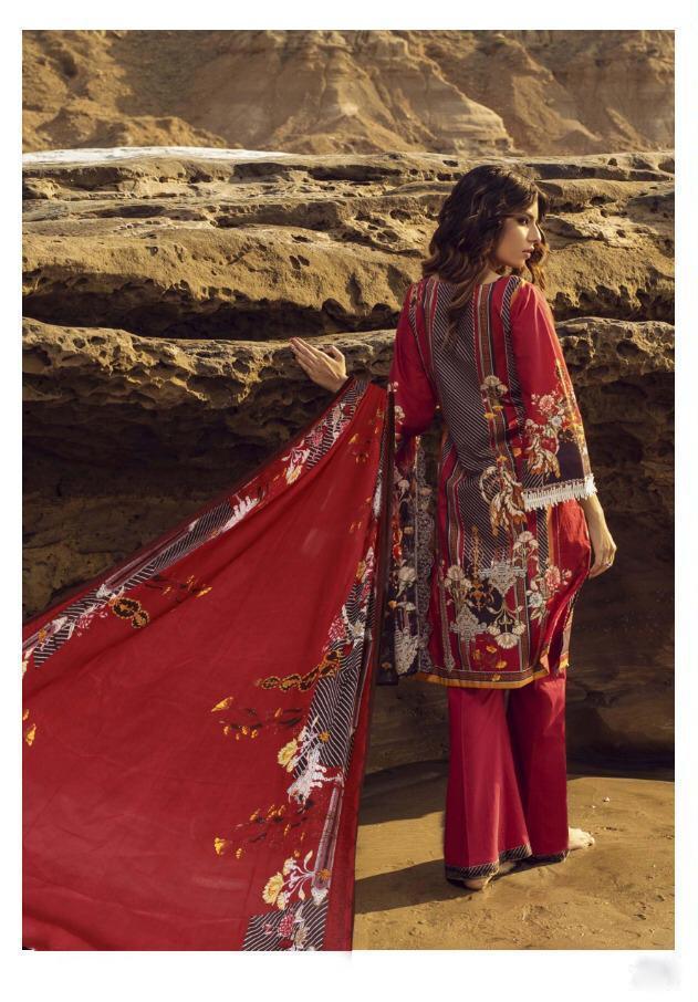 Emaan Adeel Pure lawn Unstitched Pakistani Suits With Mal Mal Duppata