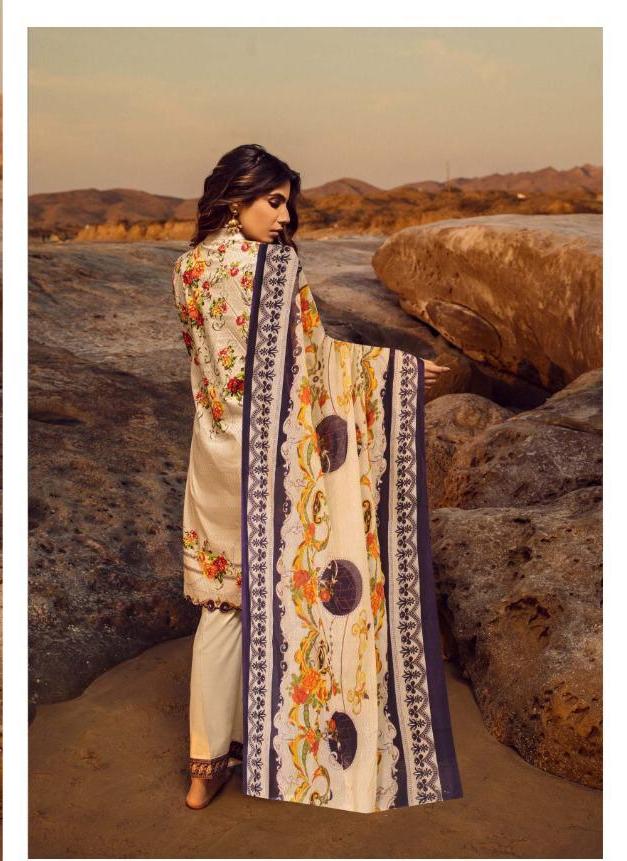 Emaan Adeel Women lawn Unstitched Pakistani Suits With Mal Mal Duppata