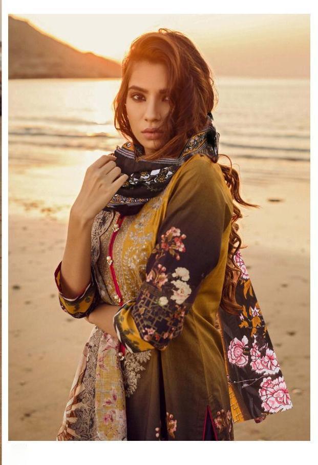 Emaan Adeel Women lawn Unstitched Pakistani Suits With Mal Mal Duppata