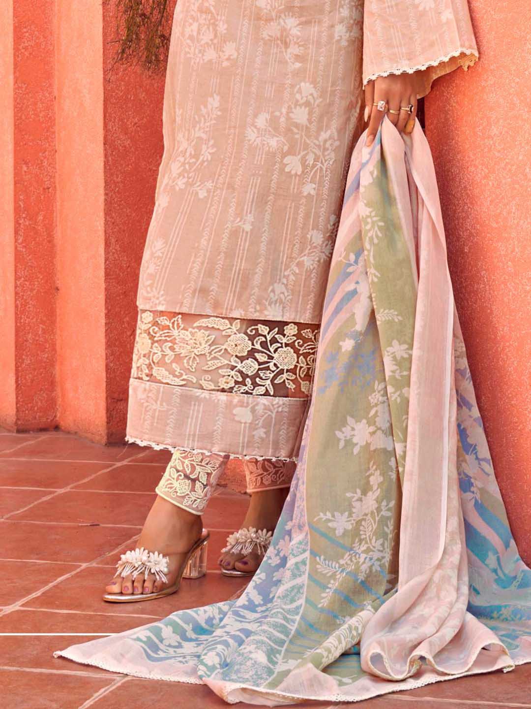 Masakali Embroidered Brown Cotton Unstitched Suit Set