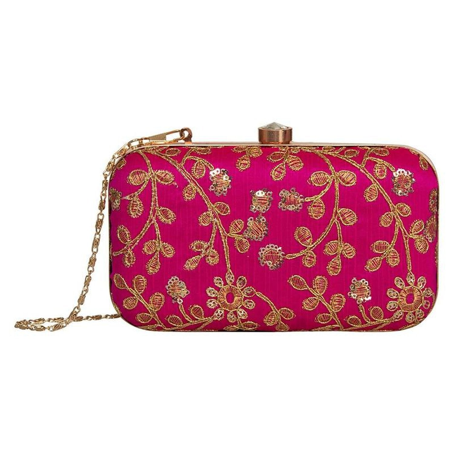 Dark Pink Colour Purse Hot Pink Fashion Clutch Purse Beaded
