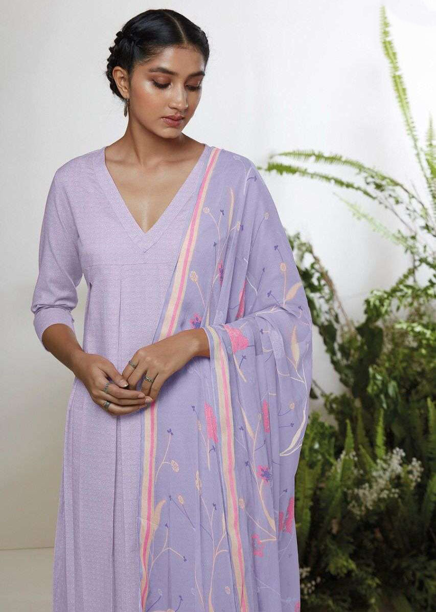 Ganga Fashion Cotton Unstitched Suit With Chiffon Dupatta