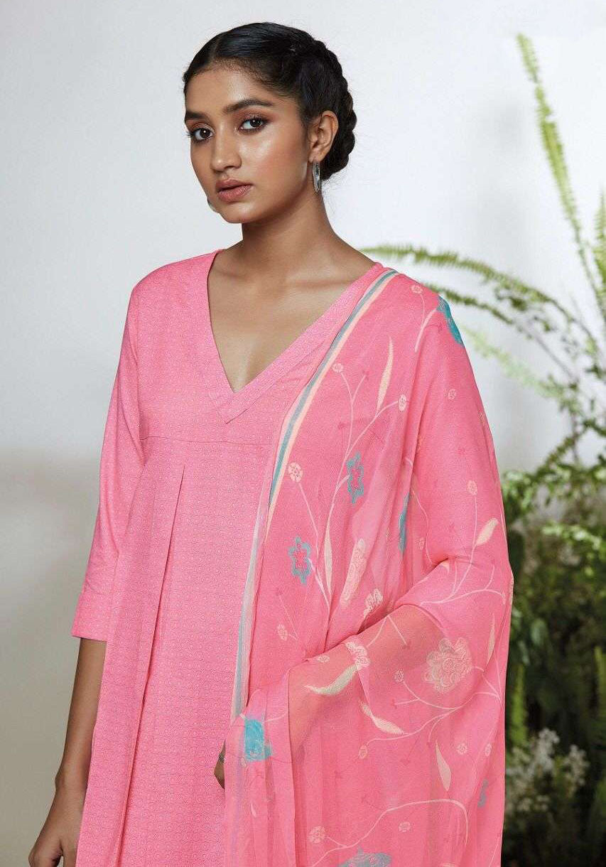 Ganga Fashion Cotton Unstitched Suit With Chiffon Dupatta