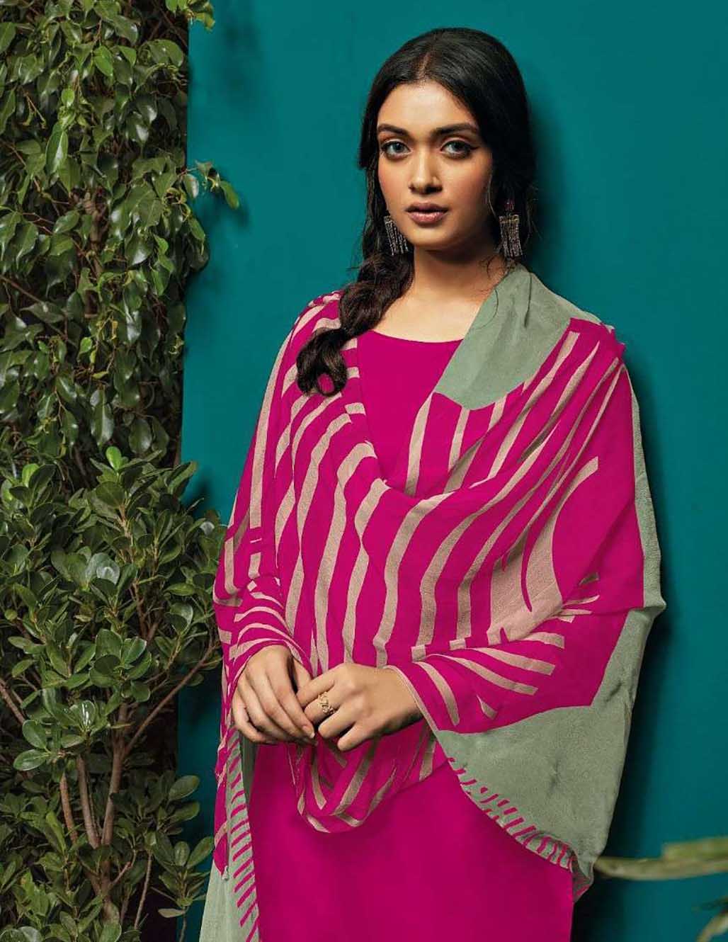 Ganga Pure Cotton Unstitched Pink Salwar Suits With Dupatta