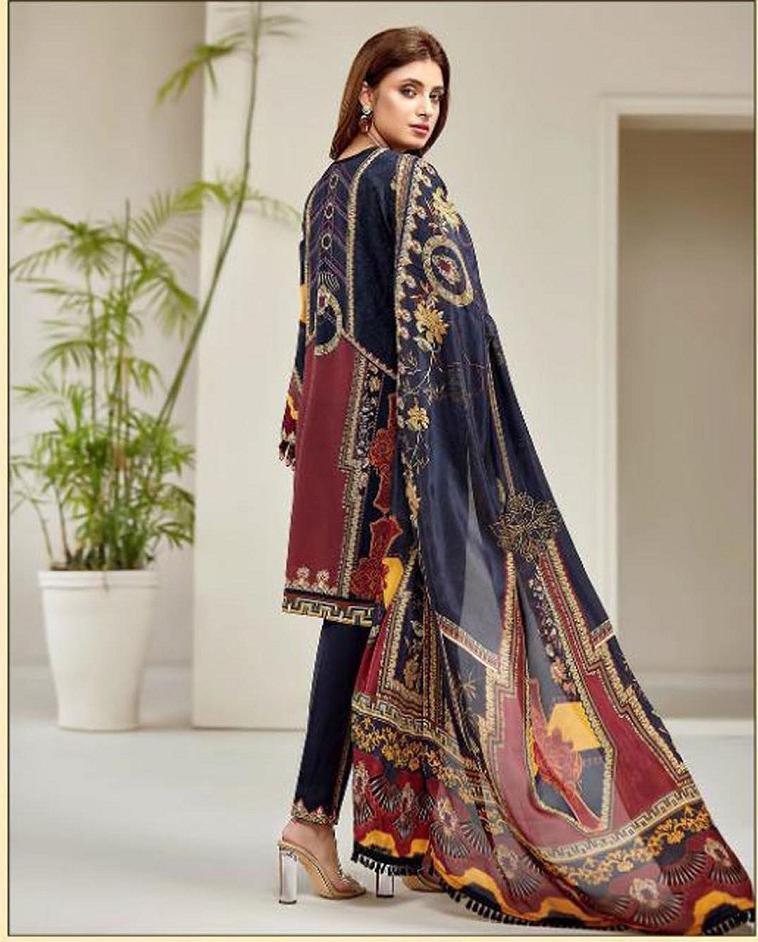 Glorious Blue Pakistani Lawn Cotton Dress Material for Women