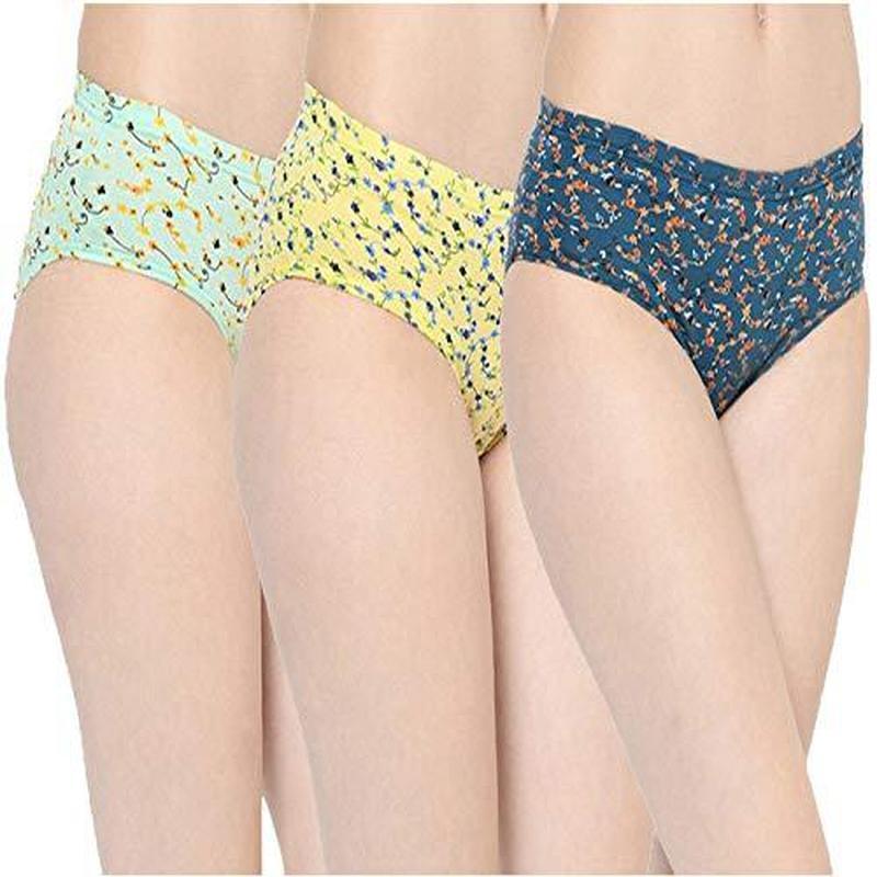Groversons Paris Beauty Cotton Printed Panties with Inner Elastic (Pack of  3)