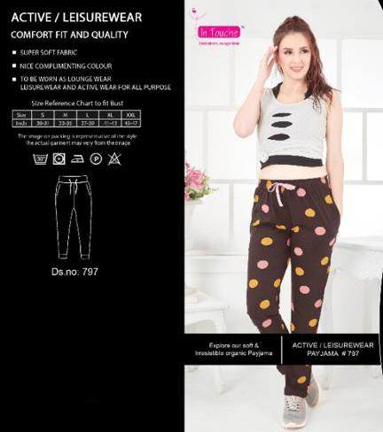 Intouche Brown Comfort Wear Printed Soft Cotton Ladies Lower