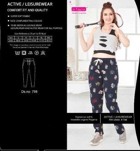 Intouche Dark Blue Comfort Wear Printed Soft Cotton Ladies Lower