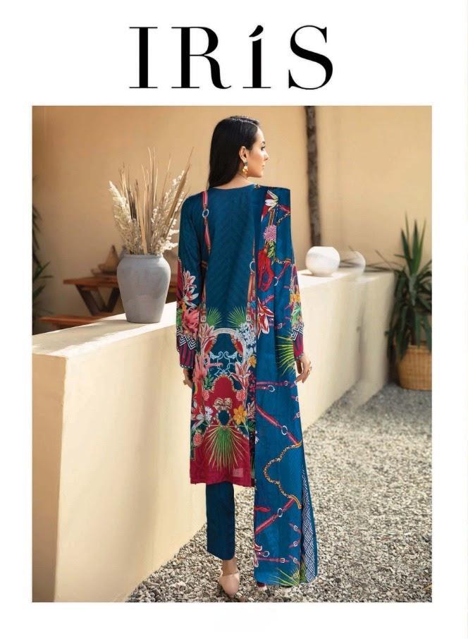 Iris Cotton Blue Pakistani Suits Dress Material for Women