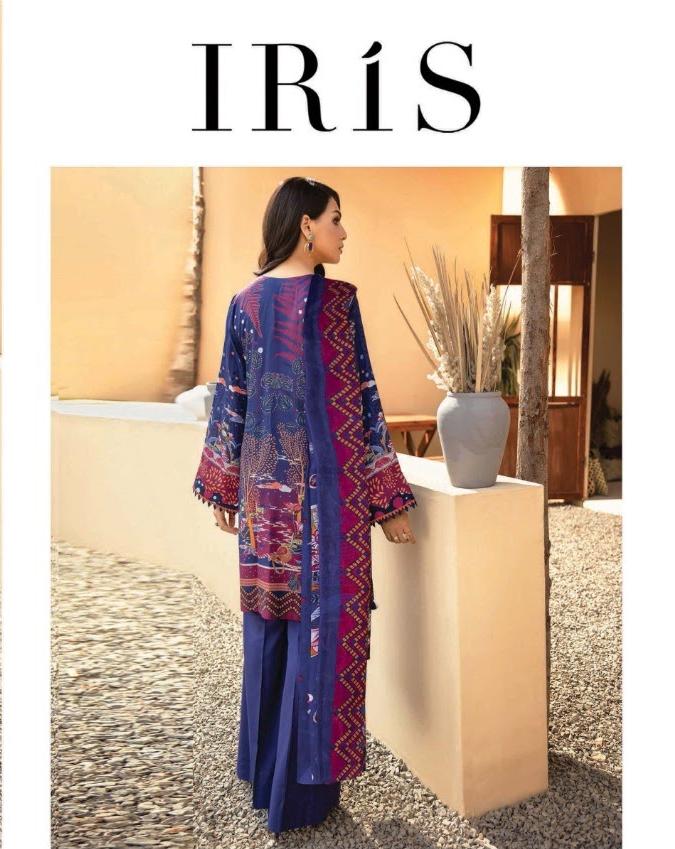 Iris Cotton Blue Pakistani Suits Dress Material for Women
