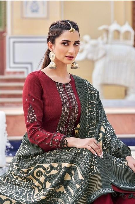 Jamdani Pure Pashmina With Heavy Embroidery Dress Material