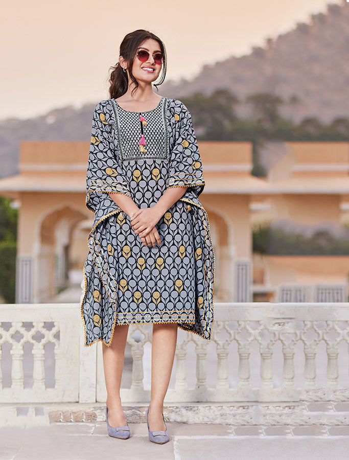 Kajal Style Cotton Kaftans with Fancy Embroidery for Women