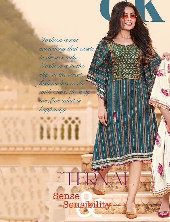 Kajal Style Cotton Kaftans with Fancy Embroidery for Women