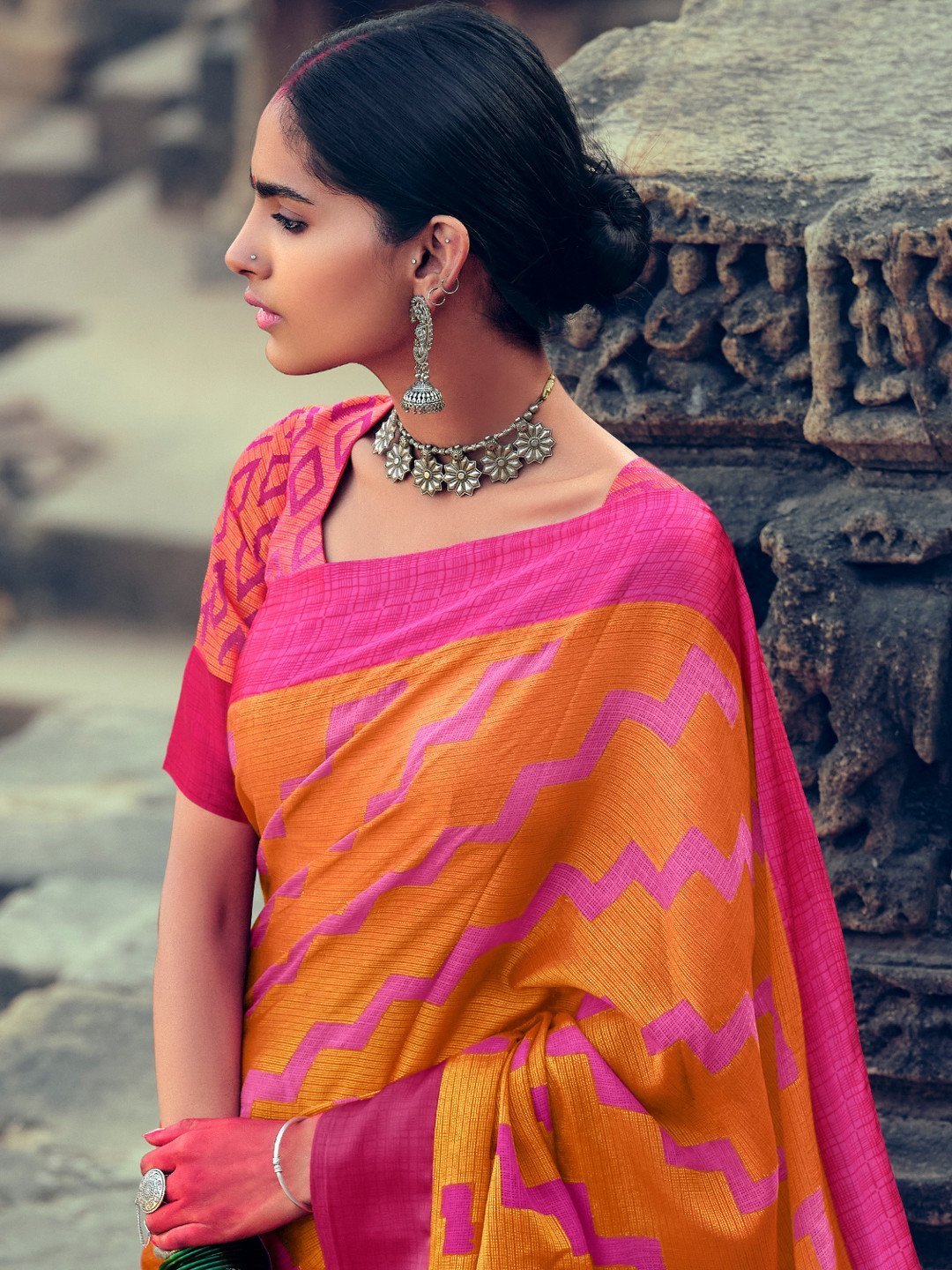 Kota Silk Party Wear Orange Designer Women Saree