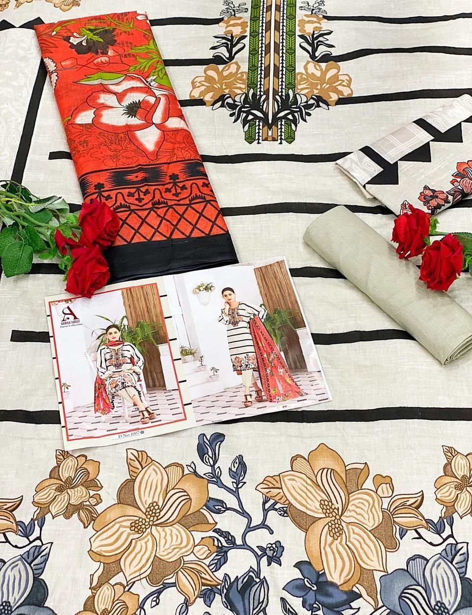 Lawn Cotton Karachi Salwar Kameez Dress Material for Women