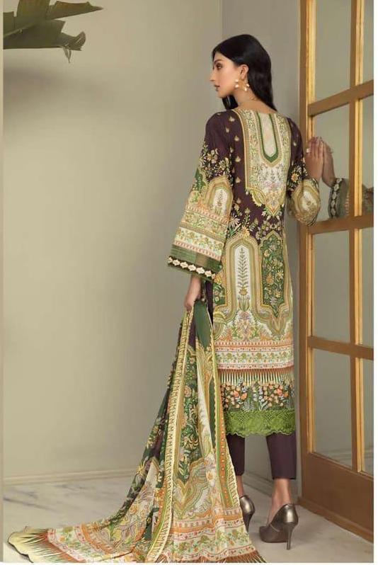 Lawn Cotton Unstitched Maroon Suit Dress Material for Women