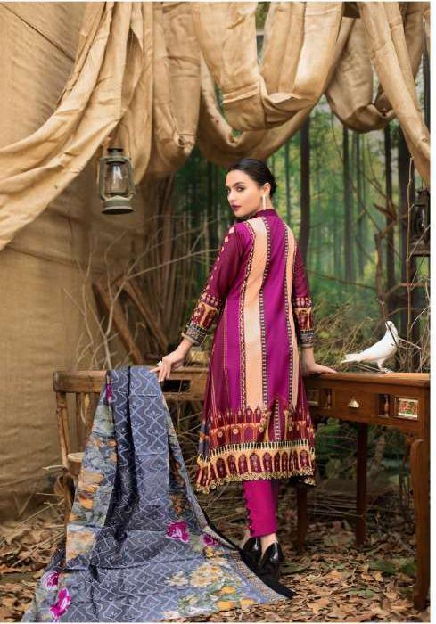 Lawn Pakistani Purple Salwar Suits Dress Material for Women