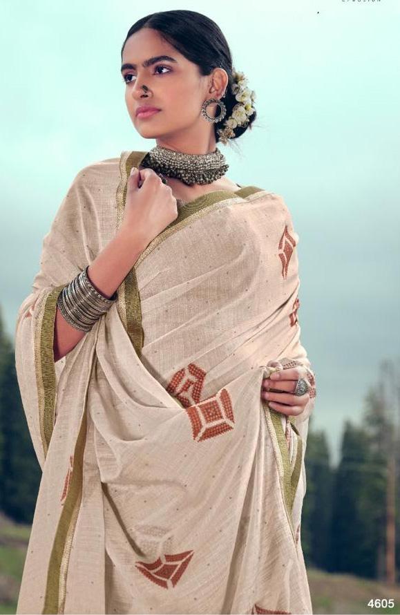 Light Brown Chiffon Fancy Lace Border Sarees Online