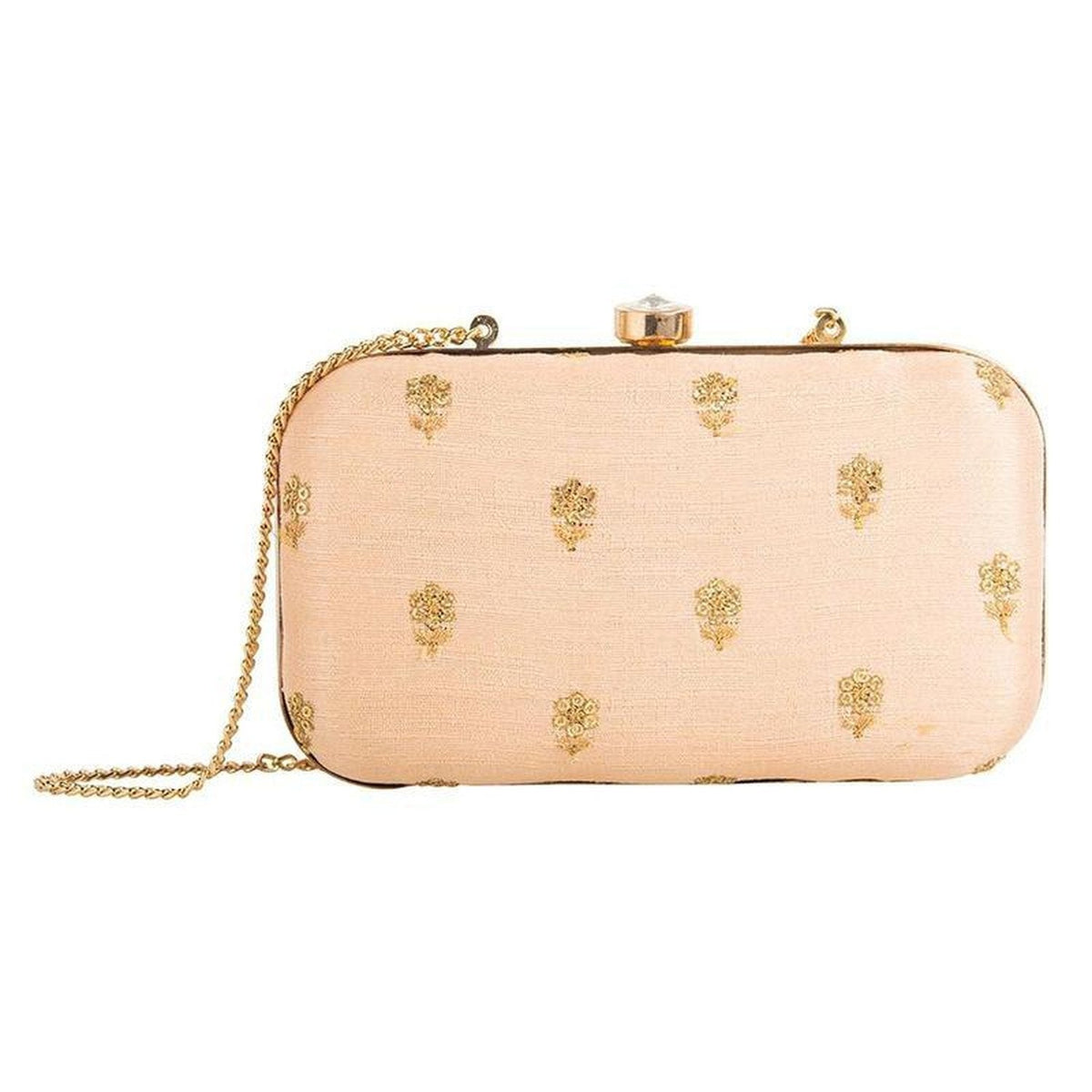 Light Orange and Golden Zari Embroidery Party wear Bridal Clutches