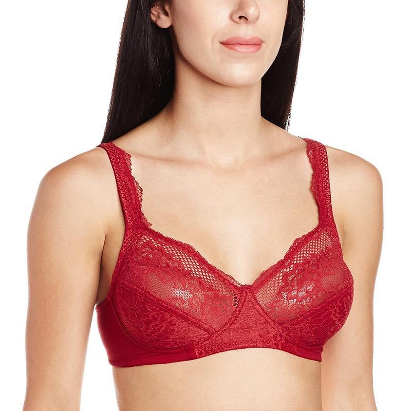 Buy Rosaline Women's Cotton Non-Padded Wire Free Seamless Bra Red at