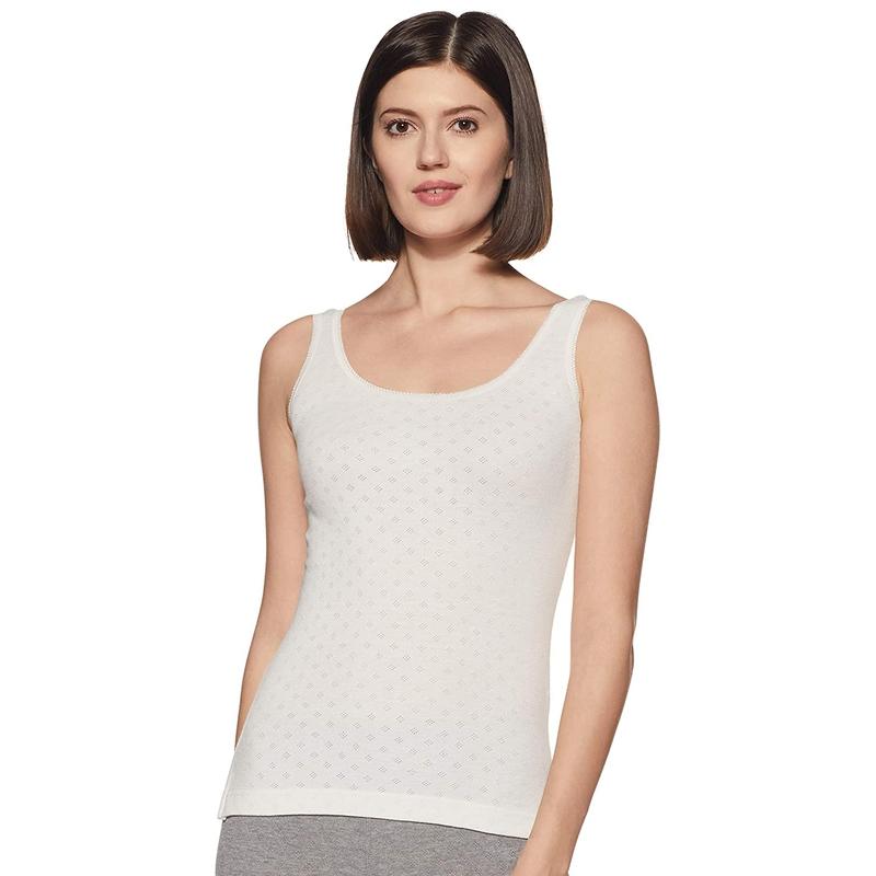 Lovable Women's Sleeveless white Thermal Top