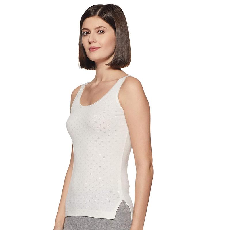 Lovable Women's Sleeveless white Thermal Top