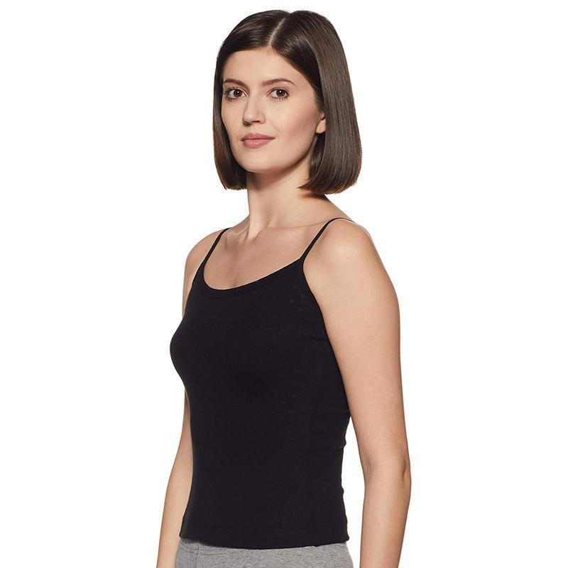 Lovable Women's Thermal Black Spaghetti Top